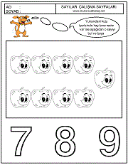 çocuklara sayıları öğretmek için çalışma sayfaları